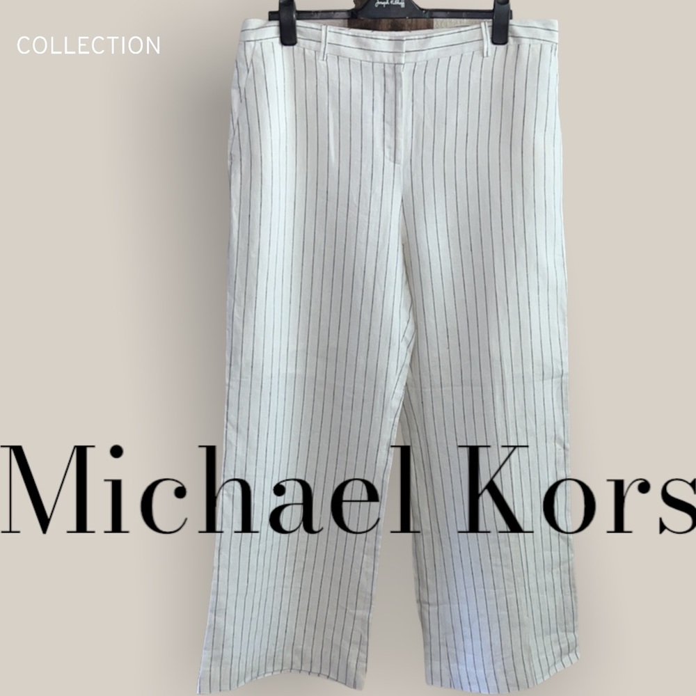 Michael Michael Kors wide legged linen pin striped pants